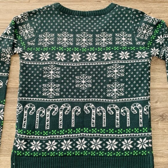 Christmas Ugly Sweater Mens L Knit Elf I Know Him Green & Red Pull-Over - Picture 15 of 15